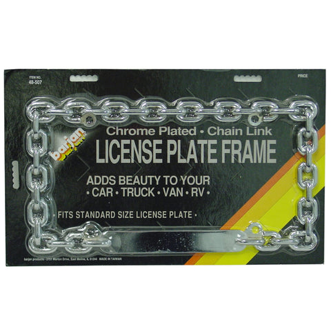 Barjan 48507 Chrome Plated Chain Link License Plate Frame - Standard Size