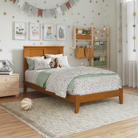 AFI, Madison Twin Solid Wood Low Profile Platform Bed, Light Toffee