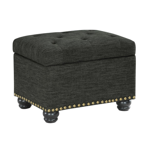 Convenience Concepts Designs4Comfort 5th Avenue Upholstered Storage Ottoman 24" - Contemporary Foot Stool and Seat with Hinged Lid for Living Room, Dining Room, Office, Den, Dark Charcoal Gray Fabric