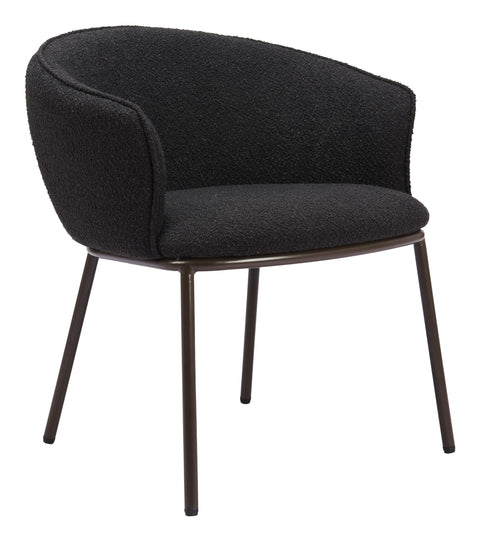 Zuo Essen Dining Chair Black & Bronze, Black Dining Chair, Armrest Support, Plywood, Indoor Dining, 26.4" W x 25.6" D x 29.1" H