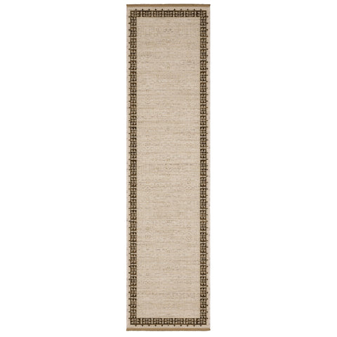 Oriental Weavers Acacia Machine Woven Area Rug - ACA02-2'6" x 10' - in Beige/Brown - Traditional Style Hallway, Entryway, Kitchen, Bathroom Rug