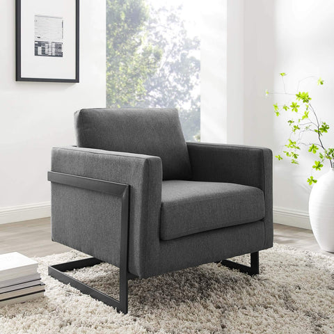 Posse Upholstered Fabric Accent Chair in Black Charcoal