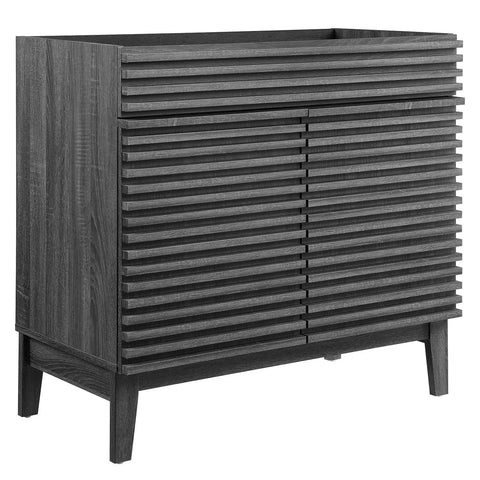 Modway Render 35" MDF and Particleboard Bathroom Vanity Cabinet in Charcoal