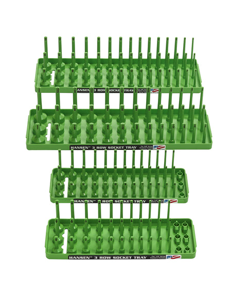 Hansen Global 3 Row Socket Holder, Green, Pack of 4 (92004
