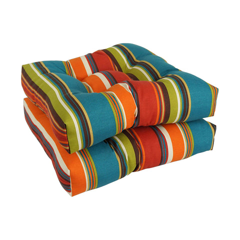 Blazing Needles Outdoor 19-inch Square Chair Cushion, Westport Teal 4 Count