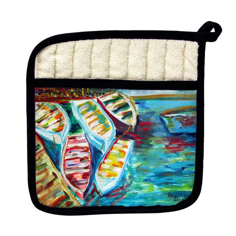 Betsy Drake PT1142 Six Rowboats Pot Holder