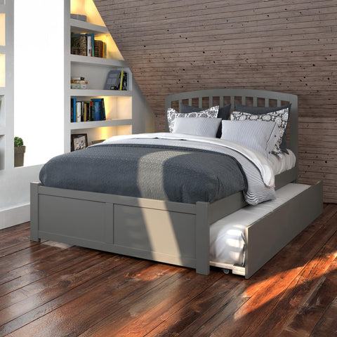 AFI Richmond Queen Size Platform Bed with Footboard & Twin XL Trundle in Grey