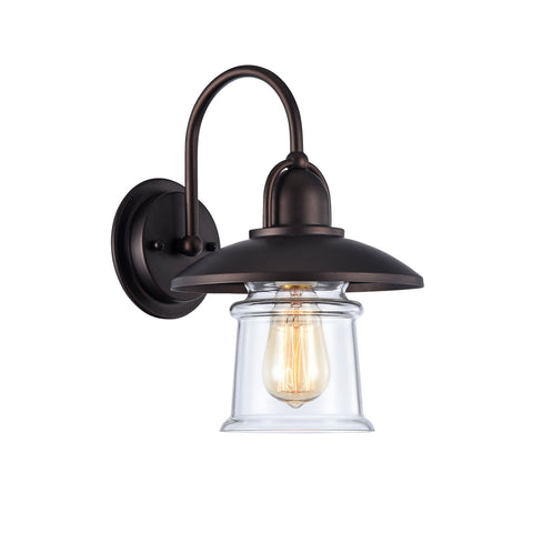 Chloe Lighting Manette Industrial-Style 1 Light Rubbed Bronze Wall Sconce 9" Wide