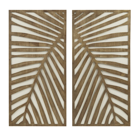 Madison Park Wall Décor for Living Room - Birch Palms Botanical Two-Tone, Home Accent Modern Kitchen Dining Decoration, Ready to Hang 2-Piece Wood Panel Set for Bedroom, 16"W x 32"H, Dark Palm