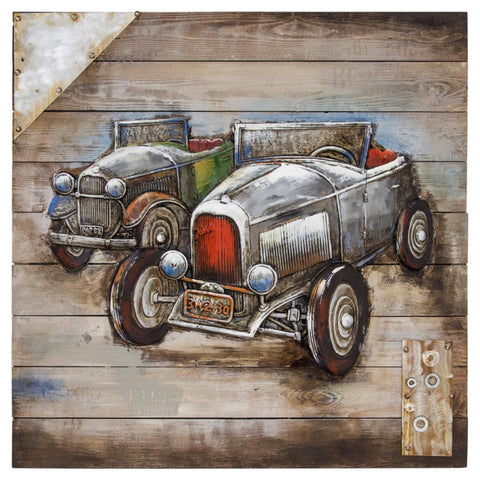 Yosemite Home Decor "Vintage Car Show Wood Wall Art in Multi-Color
