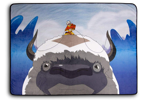 Avatar: The Last Airbender Aang and Appa Plush Throw Blanket | Cozy Sherpa Blanket | Super Soft Lightweight Fleece Blanket | Geeky Home Decor | 45 x 60 Inches