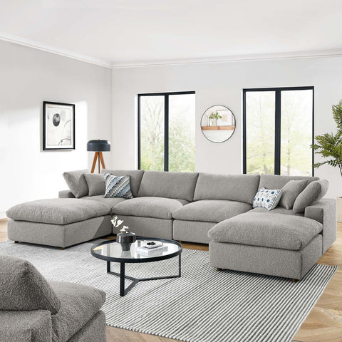 Modway Commix Down-Filled Overstuffed Boucle Fabric 6-Piece Sectional Sofa