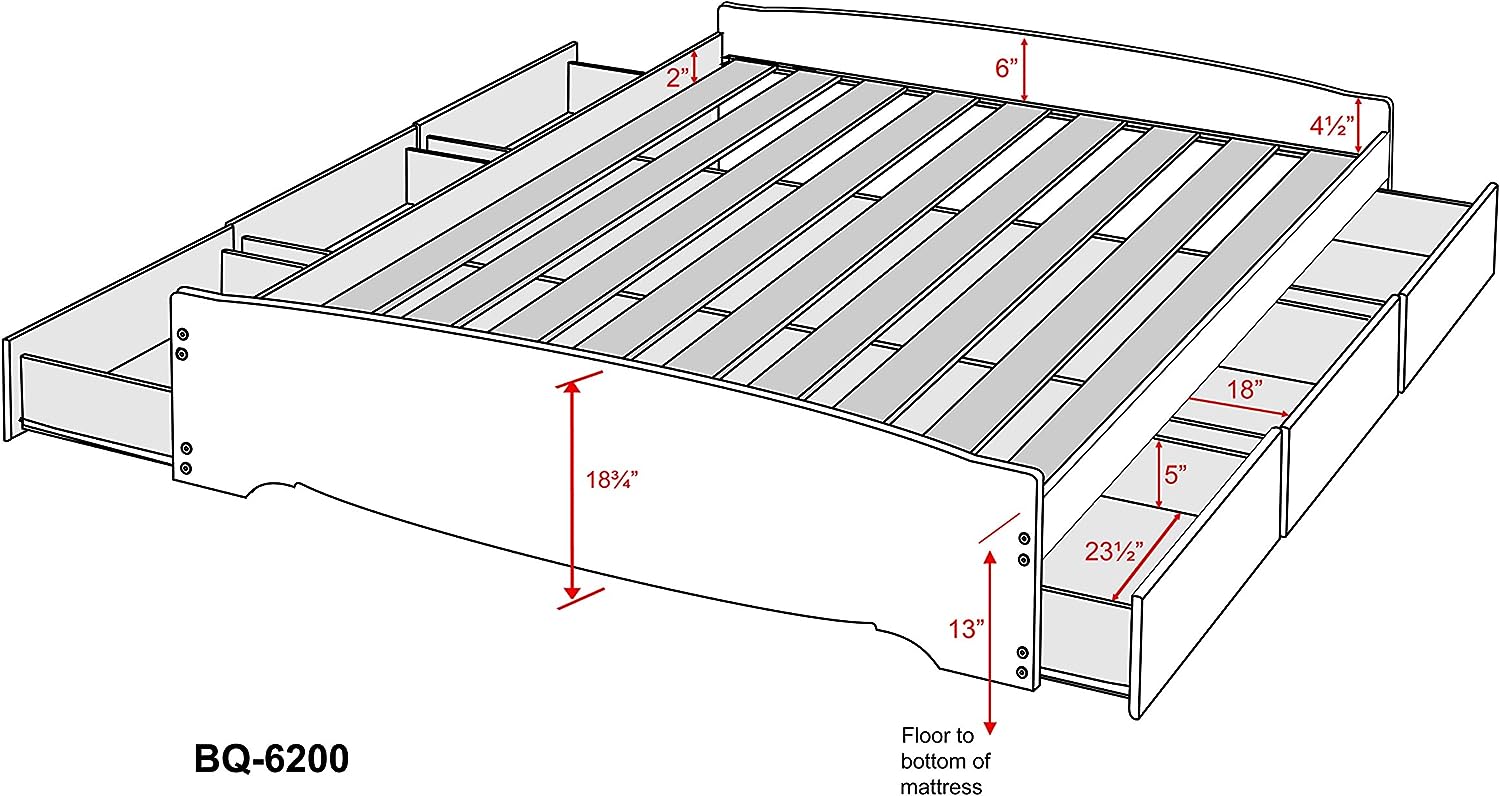 Prepac Queen Mate's Platform Storage Bed with 6 Drawers, Espresso