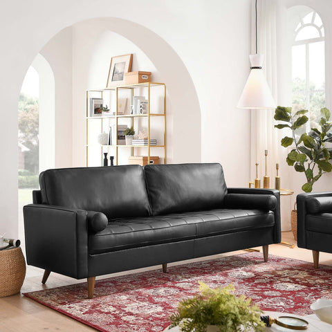 Modway EEI-4634-BLK Valour 81" Leather Sofa, Black