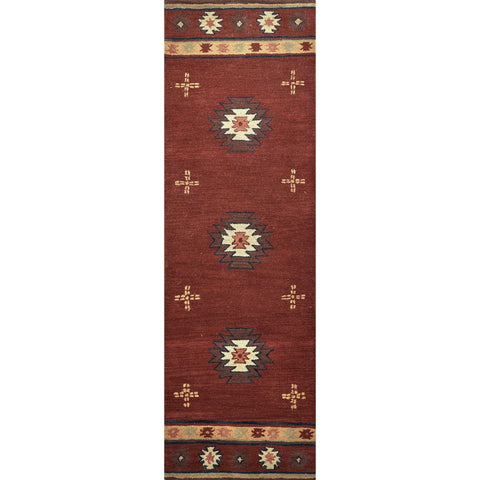 Rizzy Home Alora Decor Ryder 2'6" x 10' Tribal Burgundy/Tan/Sage/Navy Hand-Tufted Rug