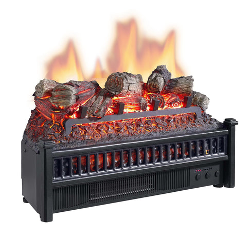 Comfort Glow Electric Log Set with Heater, Length: 9in, Width: 23in, Height: 13in, Black