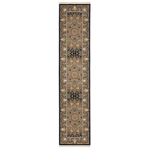 Oriental Weavers Masterpiece Area Rug - 1802B - 2'3" x 10' - in Navy/Multi - Vintage Inspired, Stain Resistant, Family and Pet Friendly, Entryway, Hallway Runner Rug