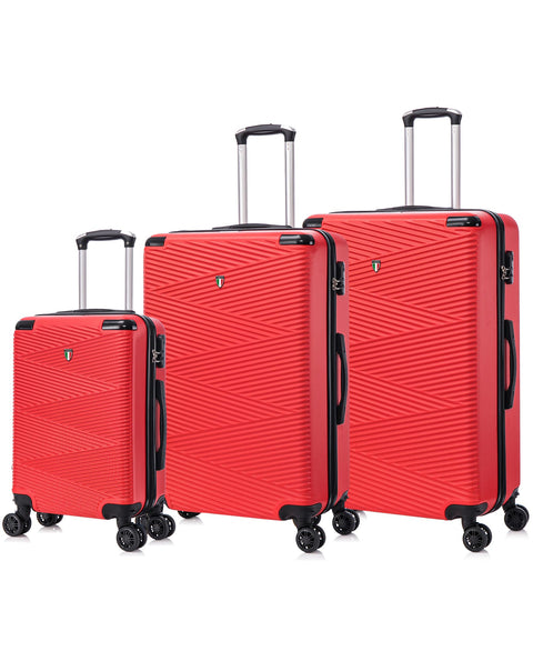 TUCCI Italy AVENZA 3PC Hardside Luggage Set (20", 24", 28") - Red