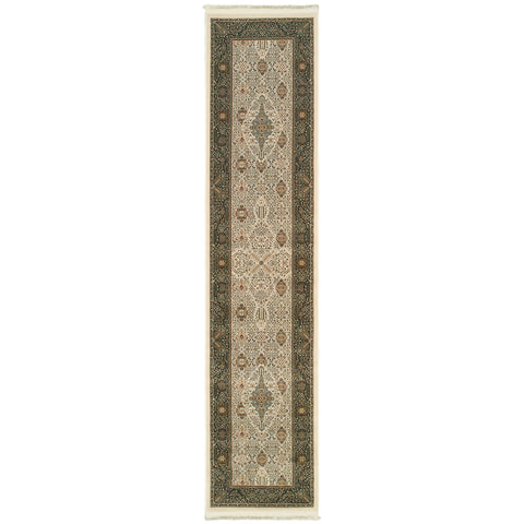 Oriental Weavers Masterpiece Area Rug - 1335I - 2'3" x 10' - in Ivory/Dark Blue - Vintage Inspired, Stain Resistant, Family and Pet Friendly, Entryway, Hallway Runner Rug