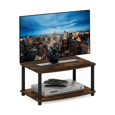 Furinno TURN-N-TUBE TV Riser Stand, 2-Tier Small Elevated No Tools TV Stand, TV Console for TV up to 32 inch, 15.8 x 23.8 x 11, for Living Room, Bedroom, Amber Pine