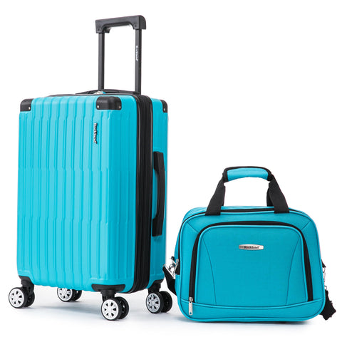 Rockland Hardside Spinner Wheel Carry On with Tote Luggage Set, Turquoise