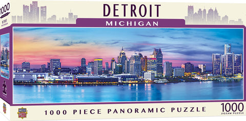 MasterPieces - 1000 Piece Jigsaw Puzzle, Detroit Skyline Panoramic, Fun for Adults, Family, Kids 13"x39