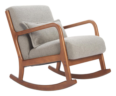 Zuo Hady Rocking Chair Gray, Gray Accent Chair, Modern Style, Textured Weave, Armrest Support, Plywood, Indoor Living, 25.6" W x 34.6" D x 31.1" H, Non-Stackable