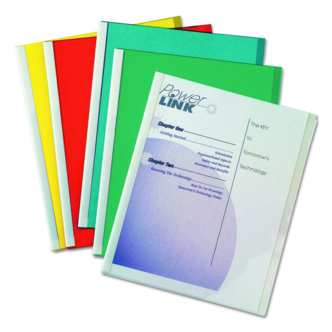 C-Line Report Covers with Binding Bars, Assorted Color Vinyl, White Bars, 8.5 x 11 Inches, 50 per Box (32550)