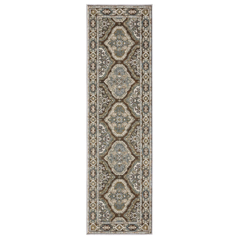 Oriental Weavers Ellington Area Rug - ELL03-2'3" x 7'6" - in Blue/Grey - Vintage Inspired, Stain Resistant, Family and Pet Friendly, Entryway, Hallway Runner Rug