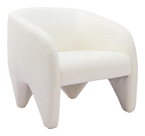 Zuo Lopta Accent Chair White, White Accent Chair, Modern Style, Shearling Style Fabric, Shearling Style Fabric, Plywood, Indoor Living, 29.9" W x 30.7" D x 28.7" H, Non-Stackable