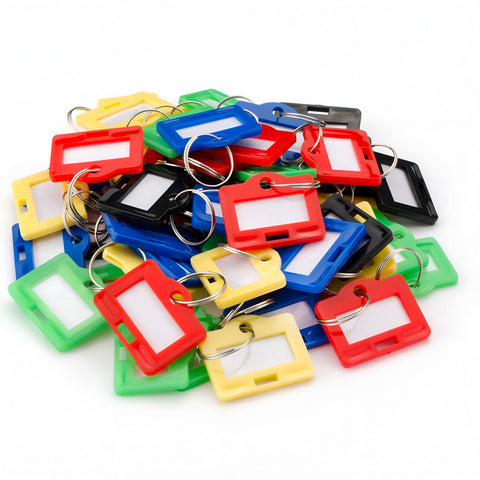 Barska Multi-Purpose Key Tags with Write-On Labels & Metal Rings – 50 Small Colored Key Tags for Organization, Identification & Labeling