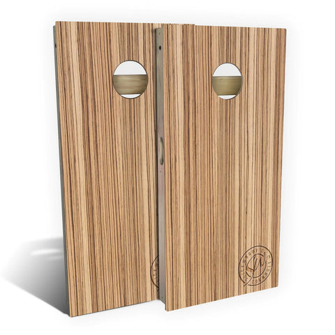 Skip's Garage Zebra Wood Cornhole Set - Backyard 2x4 (Corn Bags) - Include Hole Lights