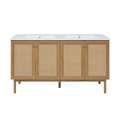 Swiss Madison SM-BV666-C Classe 60" Double Free Standing Vanity Cabinet Only - Less Vanity Top - Oak