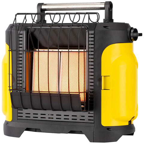 Comfort Gear Portable 10000 BTU Propane Heater, Indoor Outdoor Use, Ideal for Patio, Garage, Camping, Tent Heating, Tabletop or Fire Pit, Black/Yellow