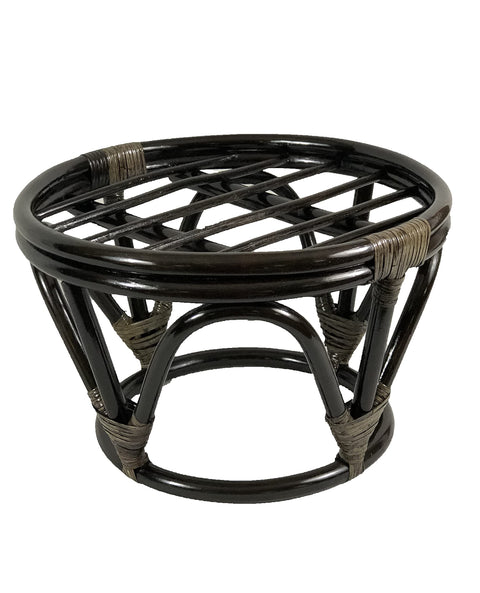 International Caravan Bali Papasan Footstool with Microsuede Cushion Black Rattan, Faux Suede