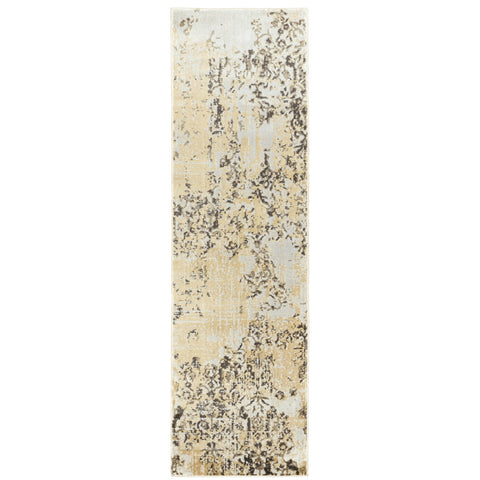 Oriental Weavers Bowen Area Rug - 2067W - 2'3" x 7'6" - in Grey/Gold - Modern Style, Stain Resistant, Family and Pet Friendly, Entryway, Hallway Runner Rug
