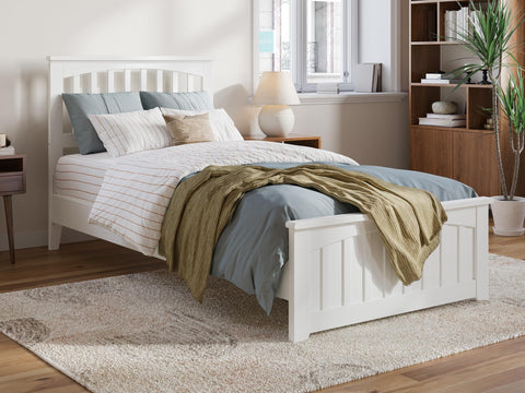 Becket Twin XL Solid Wood Low Profile Platform Bed with Matching Footboard in White