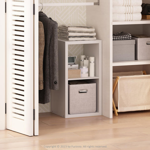 Furinno Cubic Open Back Multipurpose Clothing  and Closet Storage Organizer Shelf 2-Cube White