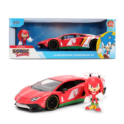 Jada Sonic Knuckles with Lamborghini Aventador SV – Hollywood Rides Die-Cast Vehicle & Knuckles Figure Toys – Opening Doors & Hood – Ages 8+