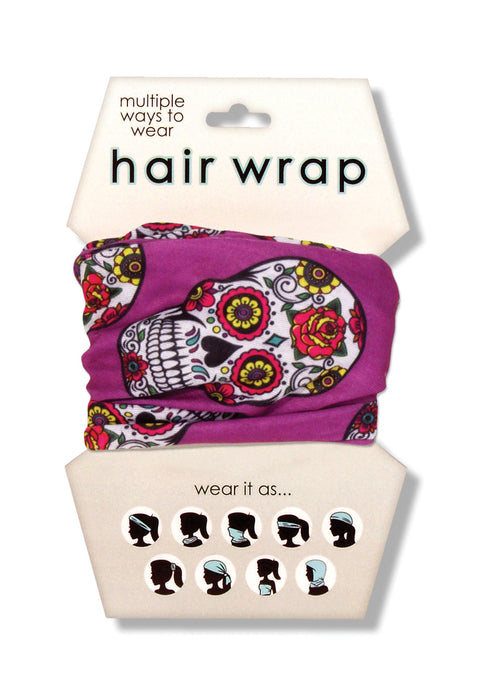Spoontiques Sugar Skull Hair Wrap - Multifunctional Bandanna, Headband, Hair Tie, Gaiter, and Scarf