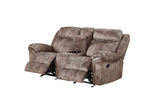 Acme Zubaida Reclining Loveseat with USB Dock and Console in Chocolate Velvet