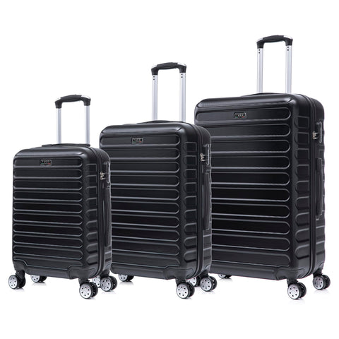 TUCCI Italy CARRAVIA 3PC Hardside Luggage Set (20", 24", 28") - Black