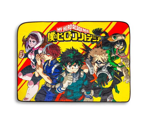 JUST FUNKY My Hero Academia Characters Plush Fleece Throw Blanket | Cozy Sherpa Cover for Sofa and Bed, Home Decor Room Essentials | Anime Manga Gifts and Collectibles | 45 x 60 Inches