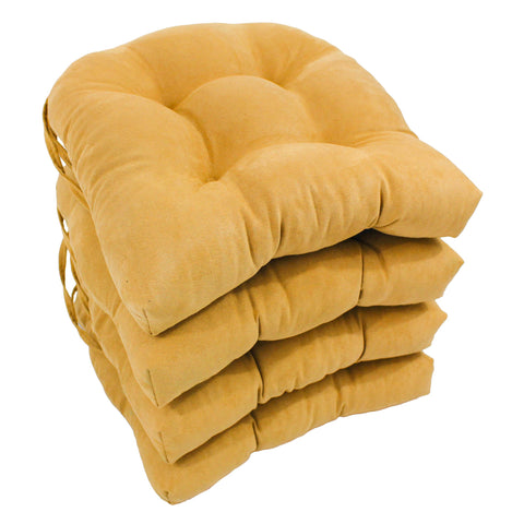 Blazing Needles 16-inch Microsuede Rounded Back Chair Cushion, 16" x 16", Lemon 4 Count