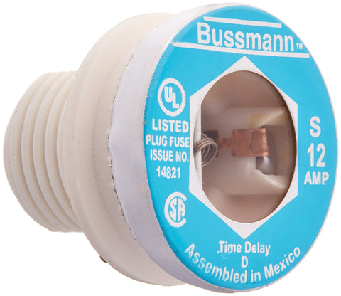 Bussmann BP/S-12 12 Amp Type S Time-Delay Dual-Element Plug Fuse Rejection Base 125V Ul ListCarded