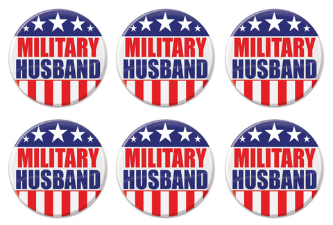 Patriotic Military Husband Metal Party Buttons 6 Piece USA Fourth Of July Decorations Costume Accessories