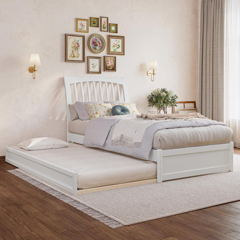 AFI, Roslyn Twin XL Platform Bed with Panel Footboard and Twin XL Trundle, White