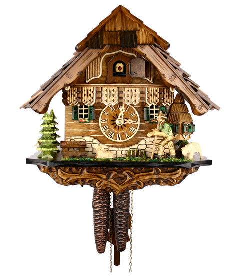 River City Clocks One Day Chalet Style Cuckoo Clock with Moving Volksmarcher