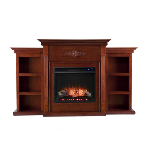 Tennyson Touch Screen Electric Fireplace w/ Bookcases