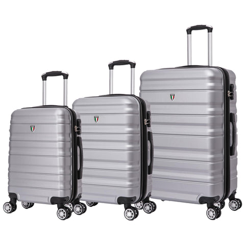 TUCCI Italy GIROVITA 3PC Hardside Luggage Set (20", 24", 28") - Silver